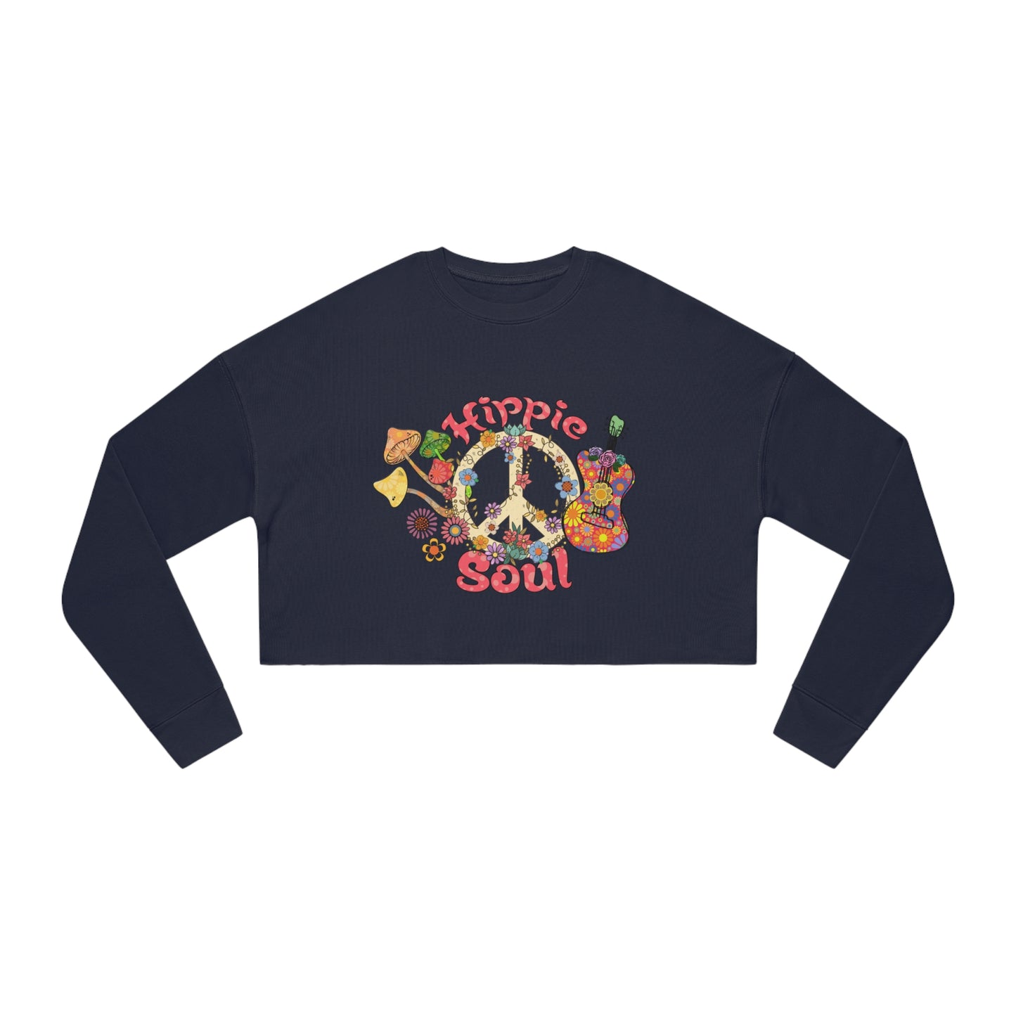 Women's "Hippie Soul" Crop Top Long Sleeve With Peace Sign Sweatshirt