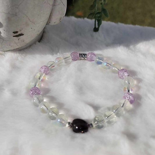 Clear Serenity Pink Gleam Bracelet With Amethyst Stone