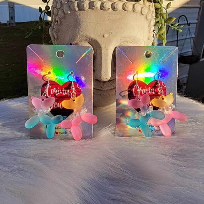 Joyful Rainbow Balloon Pup Earrings