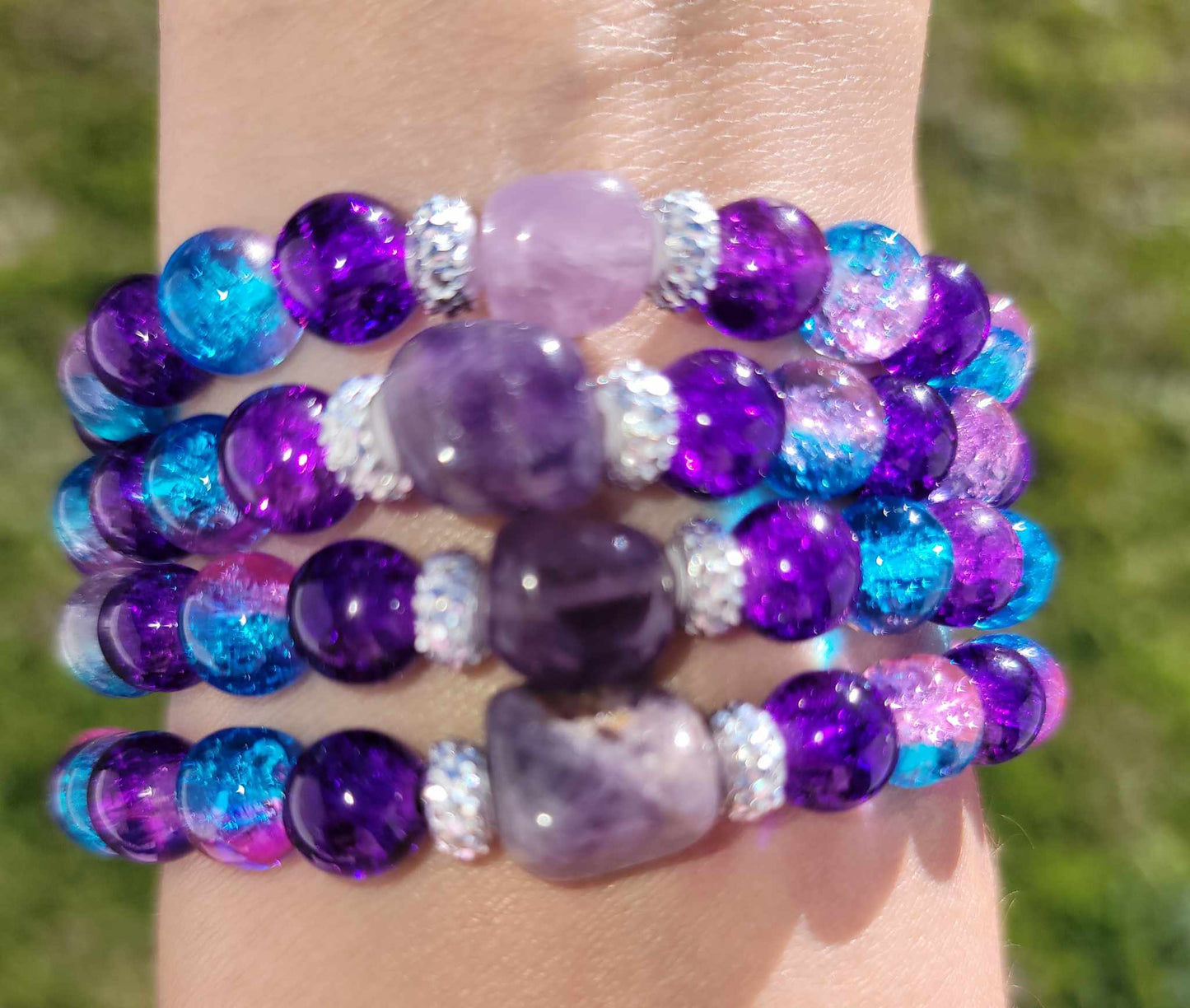 Violet Blue Harmony Gemstone Bracelet With Amethyst Stone