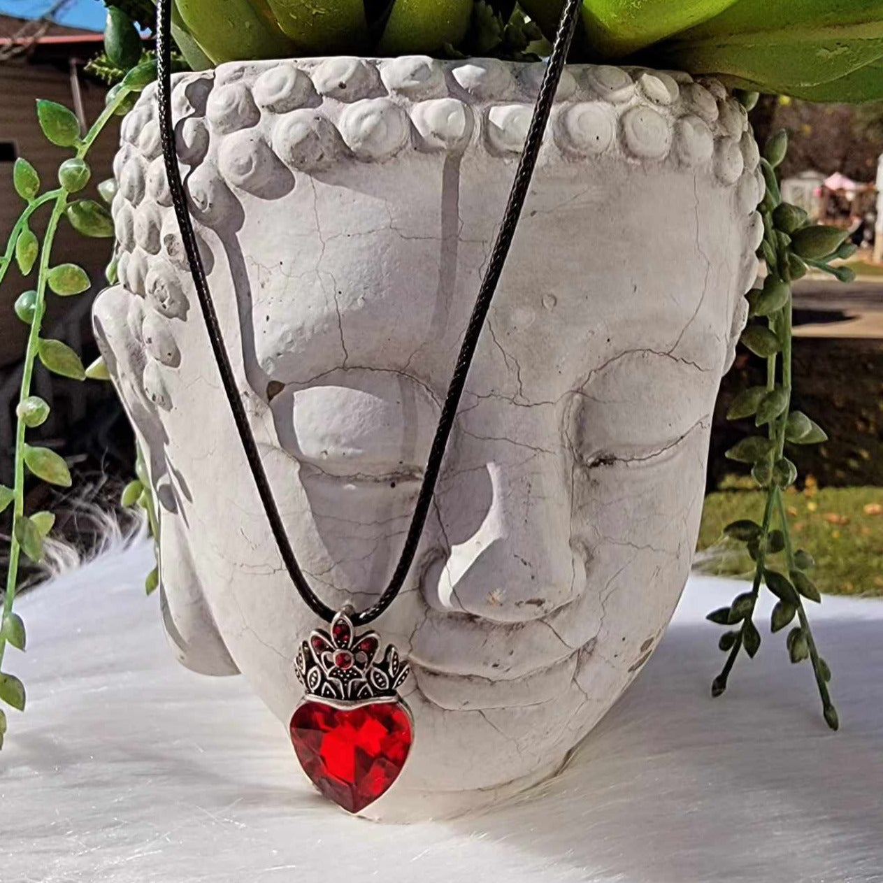 Ruby Royalty Crowned Heart Necklace