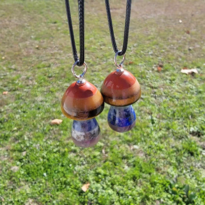 Sevenfold Chakra Stone Mushroom Necklace