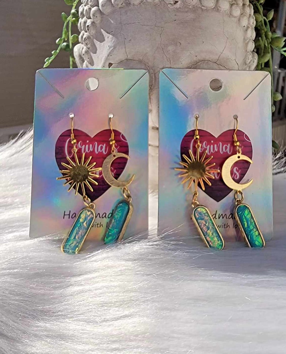 Opalescent Sky Sun & Moon Earrings