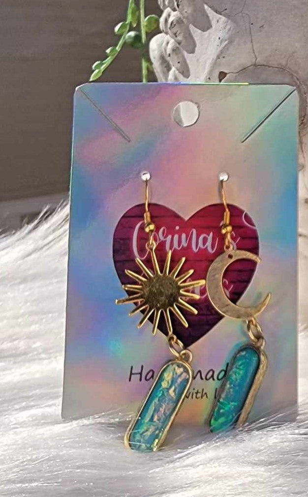 Opalescent Sky Sun & Moon Earrings