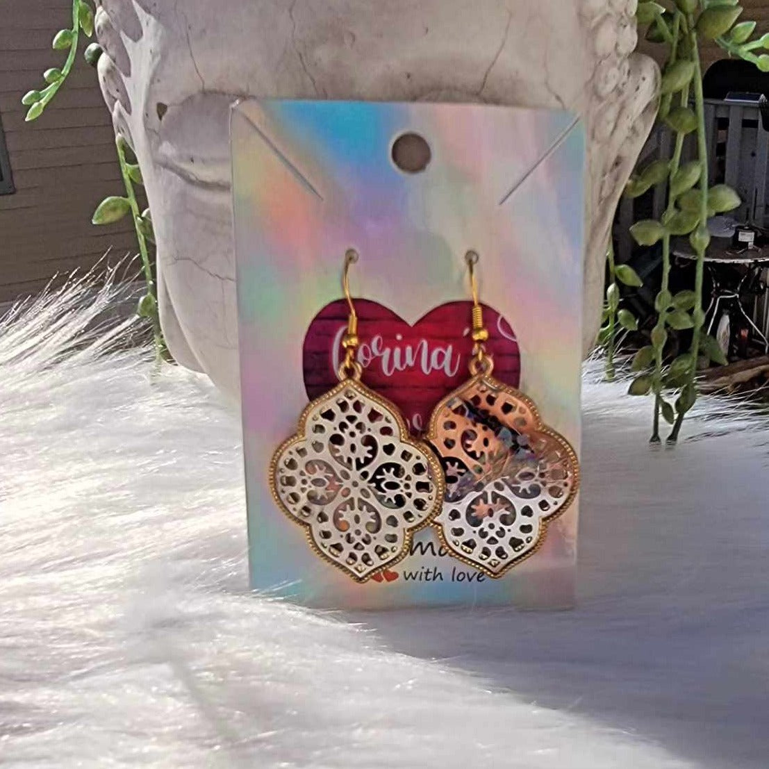 Golden Aura Mandala Drops Earrings