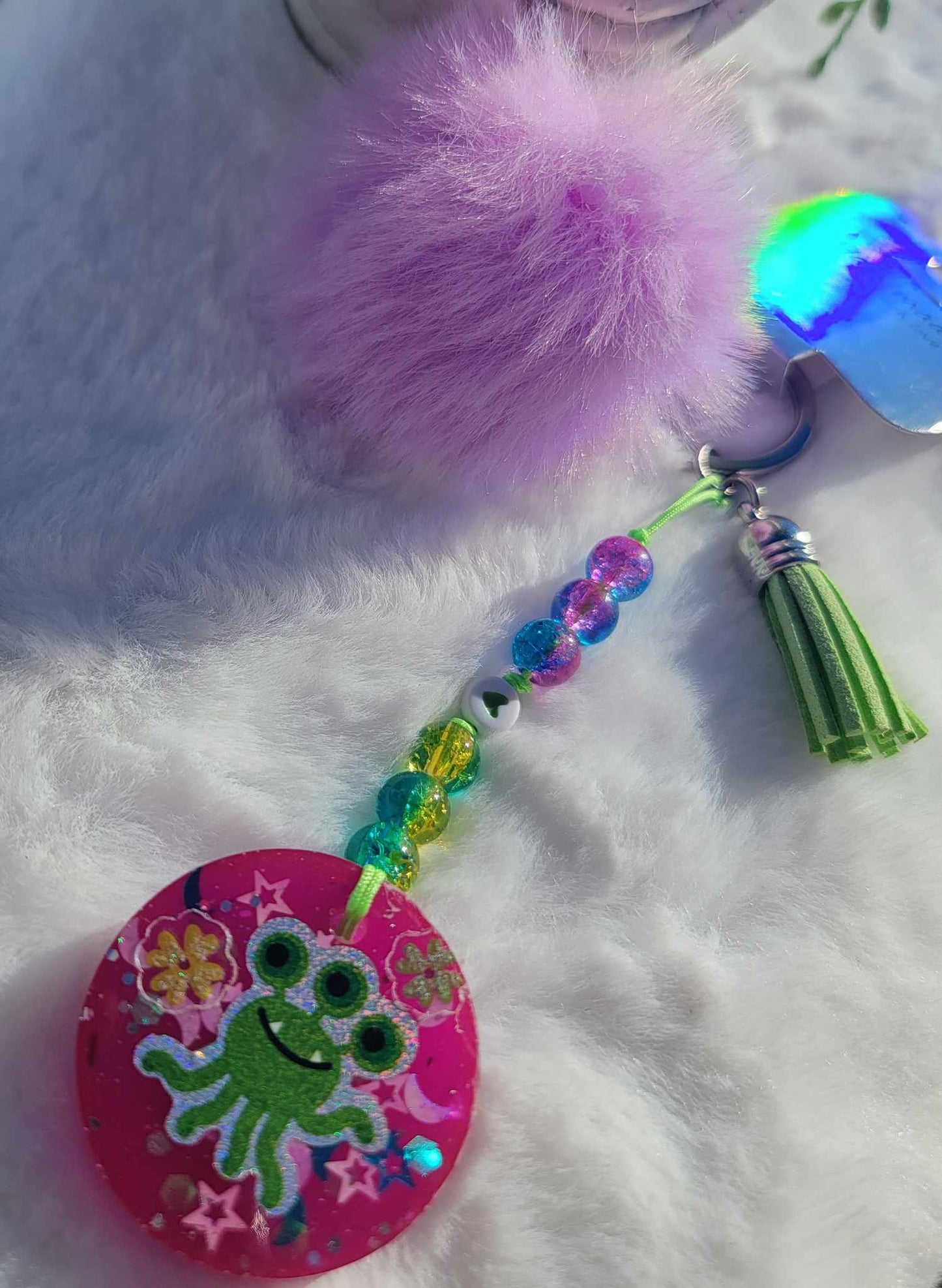 Serene Lilypad Magenta Keychain