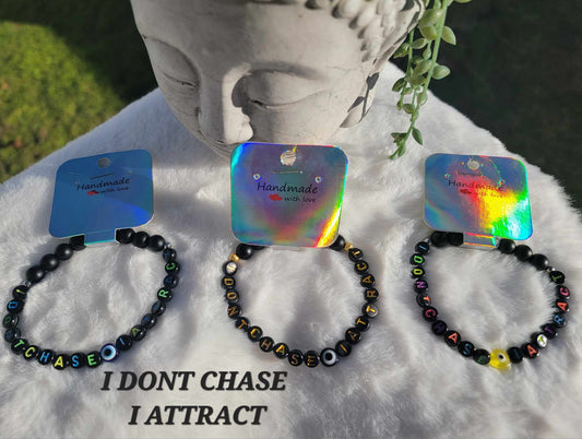 Affirmation Bracelets "I Don't Chase I Attract" Evil Eye Collection