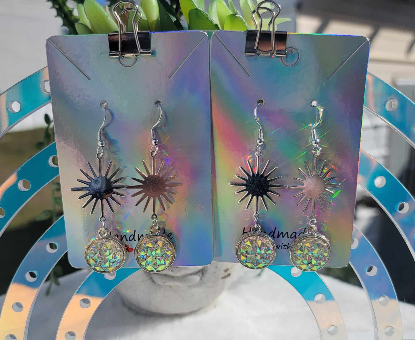 Iridescent Sunburst Shimmer Dangles