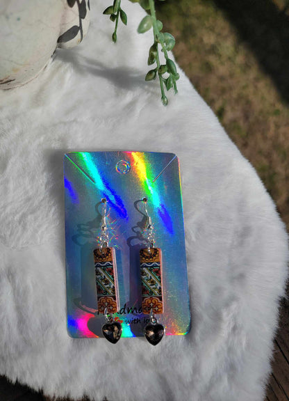 Earthy Tile Love Gem Earrings