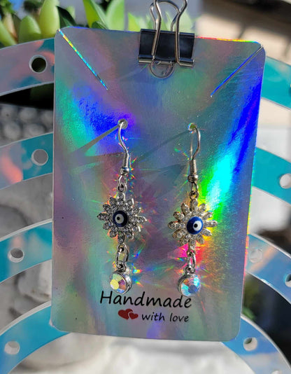 MesmerEye Gem Earrings Evil Eye Dangles