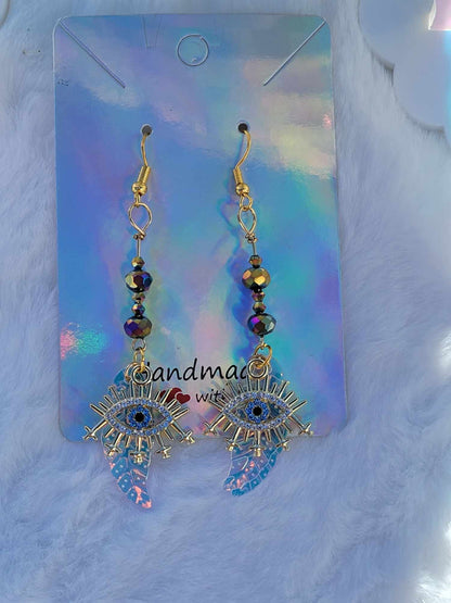 Enchanting Eye Mystique Feathered Earrings