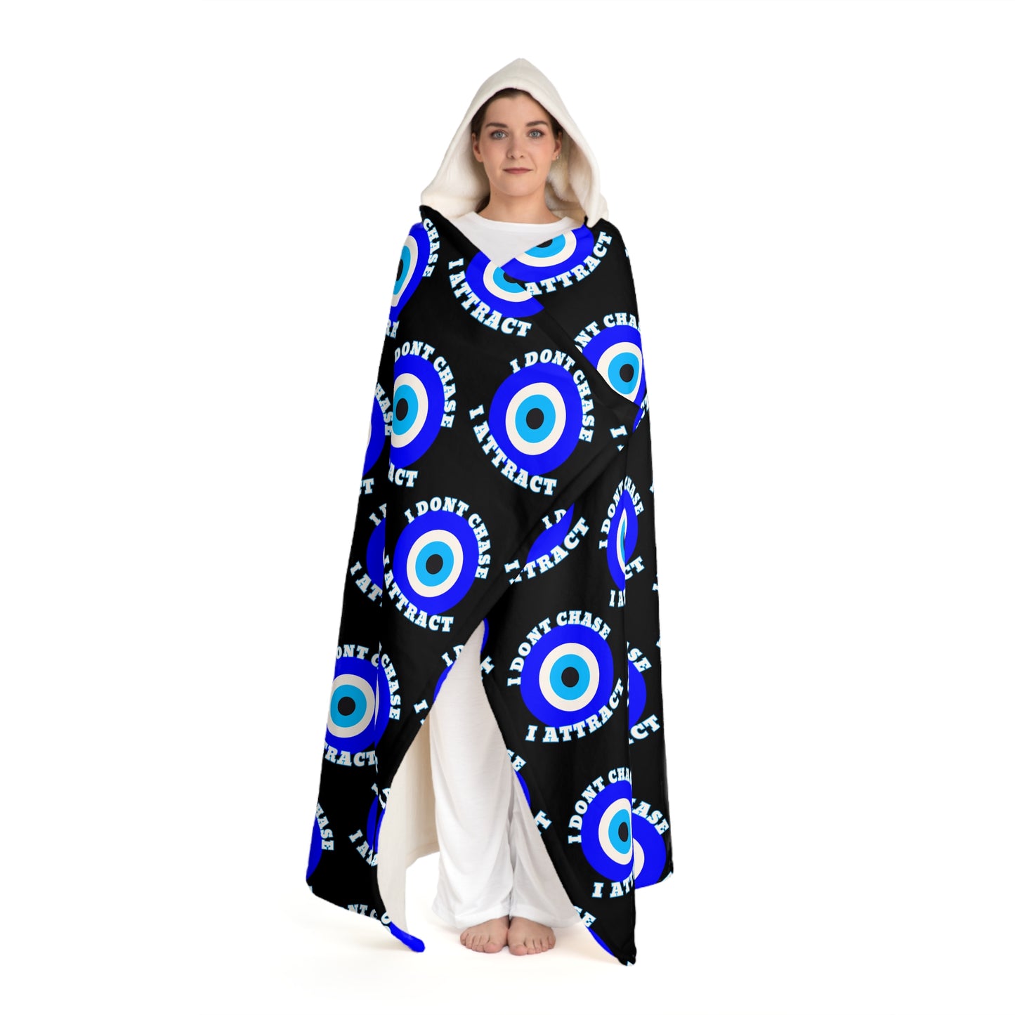 Hooded Sherpa "I Don't Chase I Attract" Evil Eye Blanket