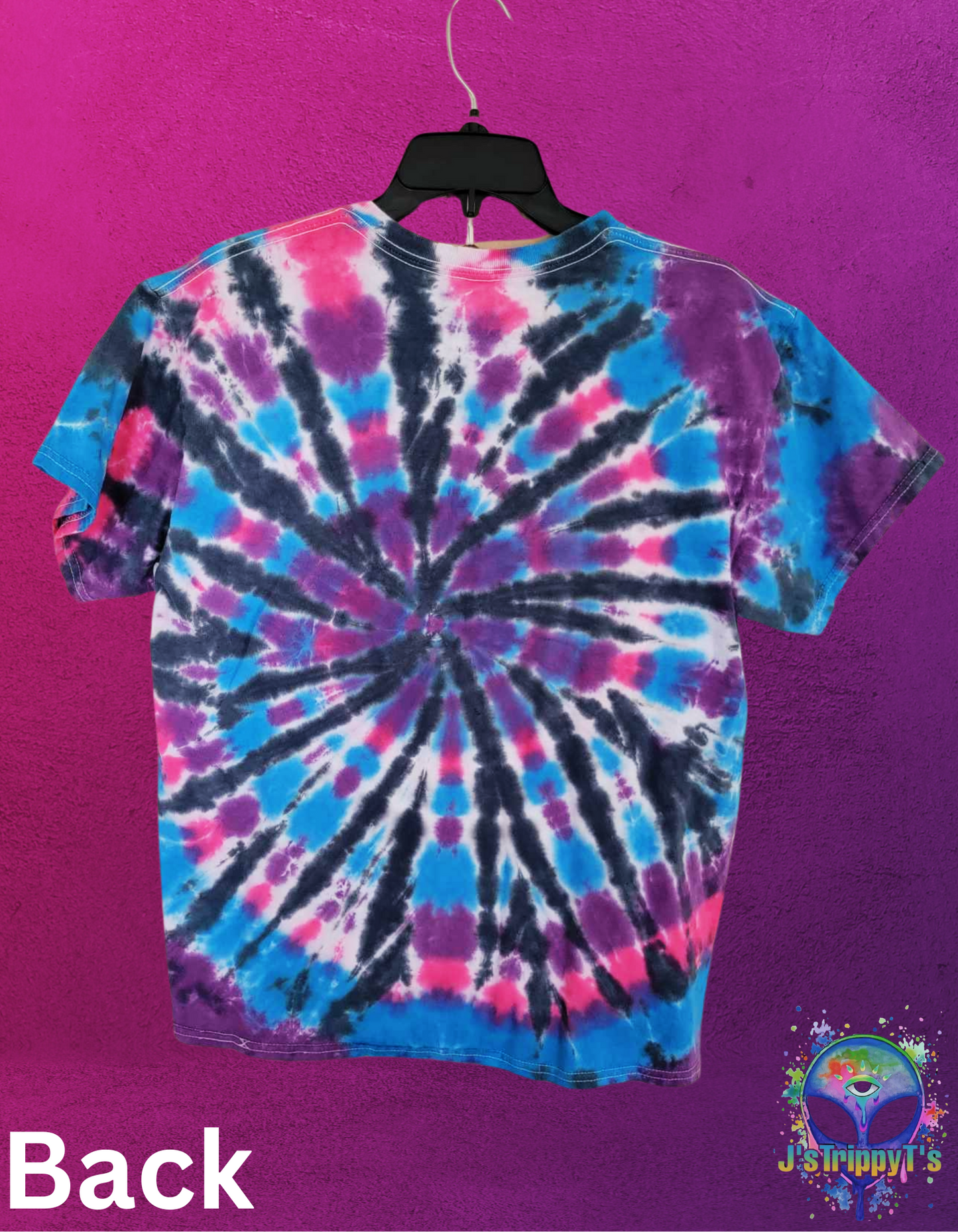 Cosmic Purple, Blue, Pink With Black Spiral Tie Dye Tee